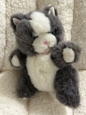 Vintage 1990 Polar Puff 24K Special Effects Gray White Cat Plush Interactive Toy